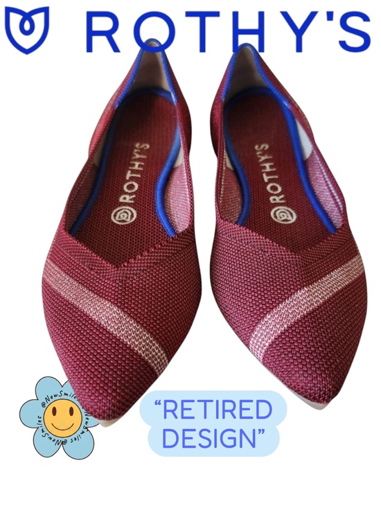Rothy's Shoes - Rothy's ~ The Point ~ Flat ~ Knit Upper ~ High Visibility Stripes ~ Never Worn.